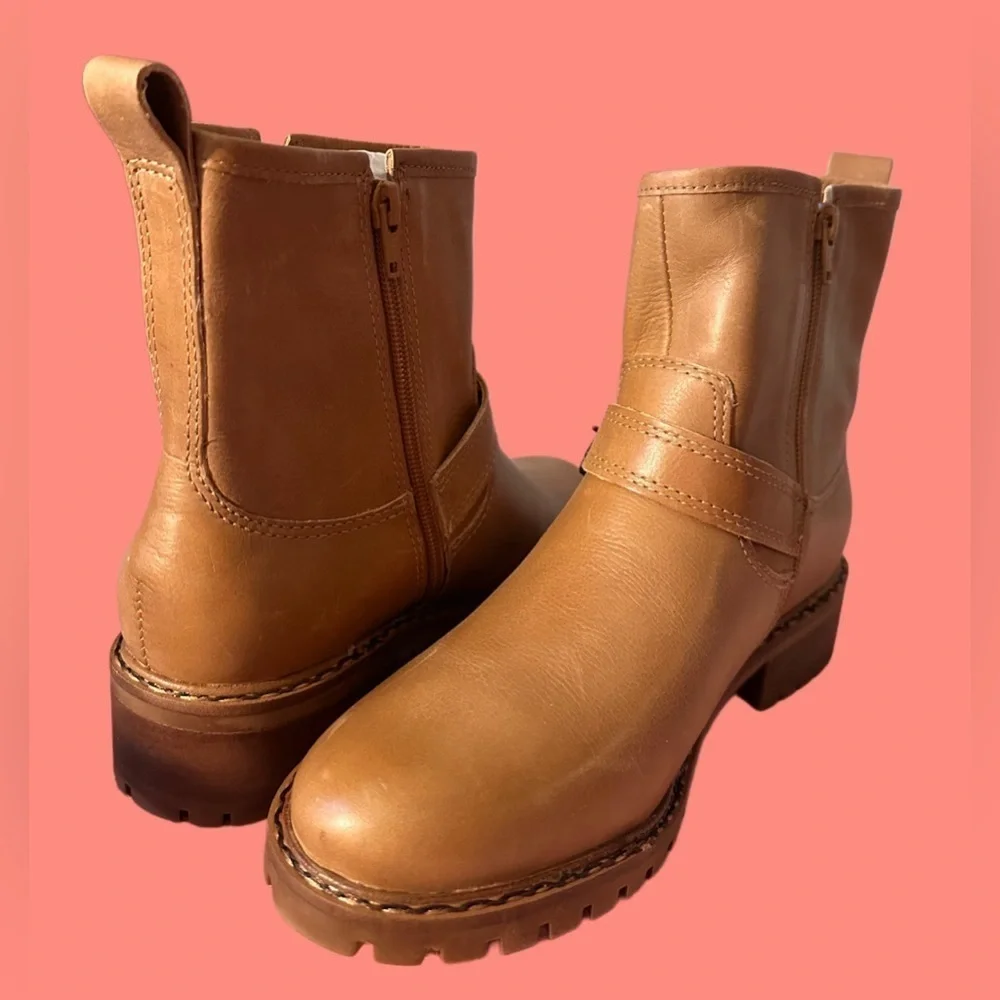 NEW Lucky Brand Women's Kenadie Ankle Riding Boot Brown Leather Size 7.5